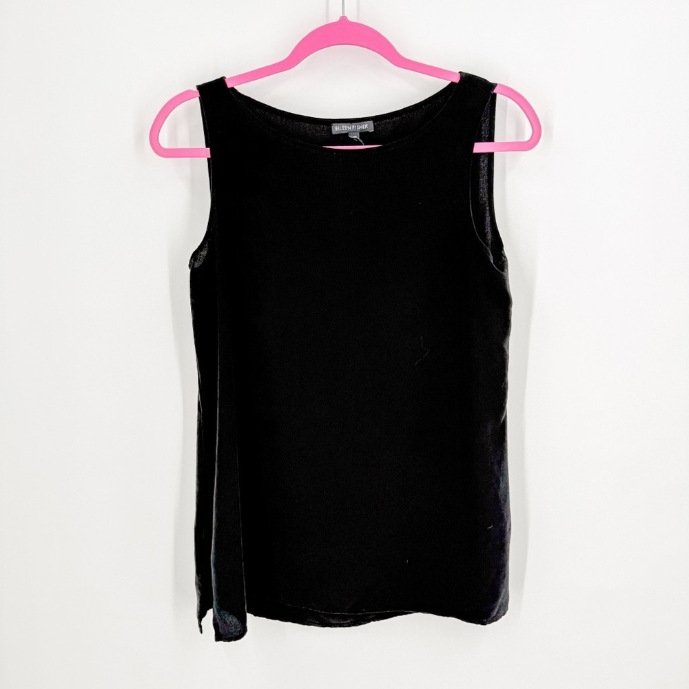 Eileen Fisher Black Tank Top Classic Scoop Neck